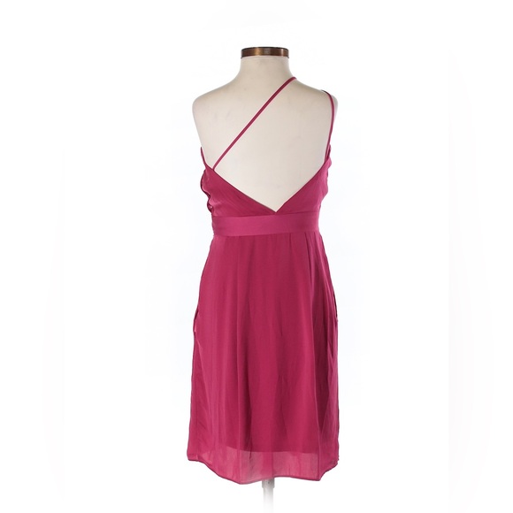 BCBG Ruched Pleated A-Line Wrap Style Fit Flare Pink One Shoulder Dress 0 - Picture 2 of 8